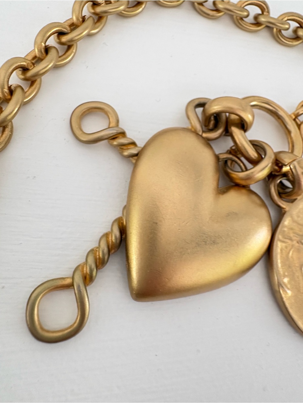 Matte Gold Pendant Charm Necklace with Heart Coin Cross Charms - Picture 12 of 13